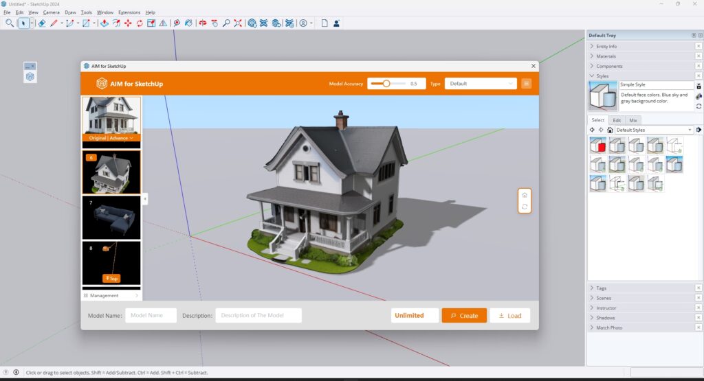 محیط کاربری نرم افزار SketchUP