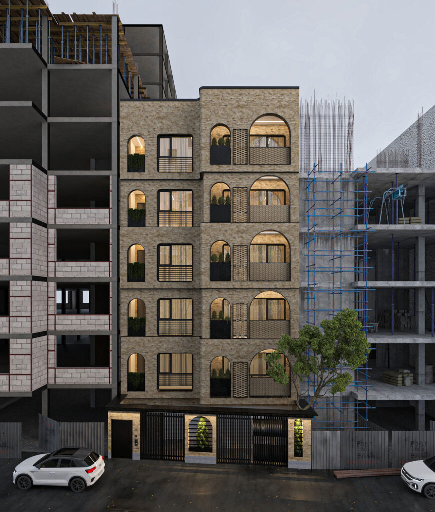 ساختمان مسکونی با متریال آجر روستیک