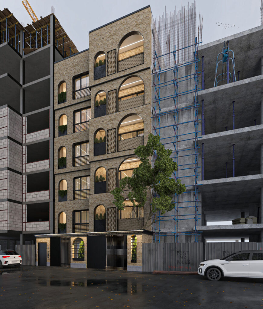 ساختمان مسکونی با متریال آجر روستیک